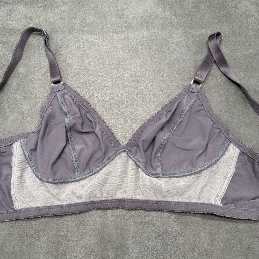 Anthropologie X FortNight Mira Long-line Bralette Grey Size 32C - Picture 3 of 6